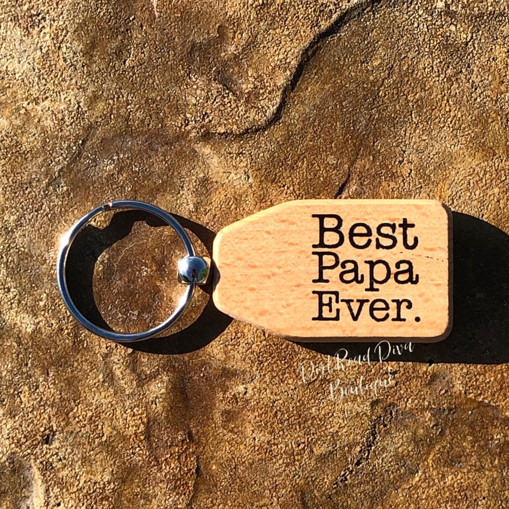 Best PAPA Ever Wooden Keychain